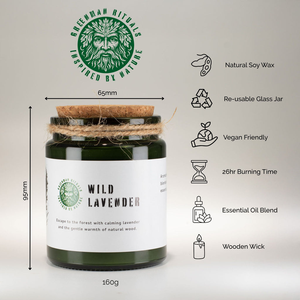 Greenman Woodwick Soy Candle - Wild Lavender