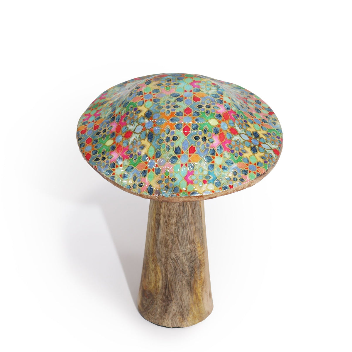 Small Enamelled Mushroom - 10cm - Mediterranean Tile Pattern