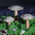 Small Enamelled Mushroom - 10cm - Mediterranean Tile Pattern