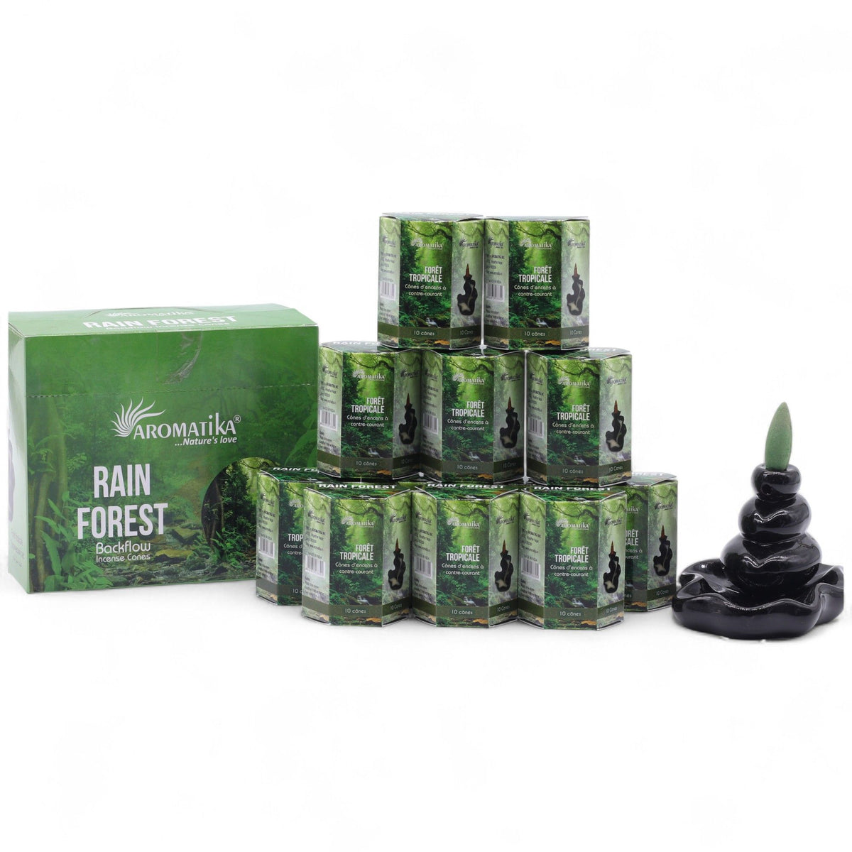 Pack of 10 Masala Backflow Incense - Rain Forest