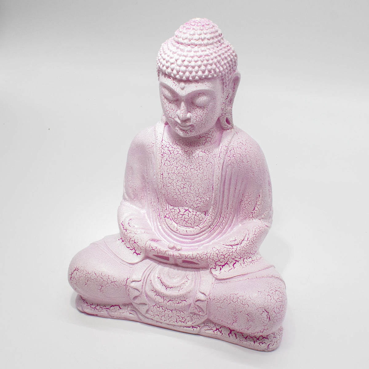 Meditation Buddha Lamp Cherry Crackle - Oval Stand