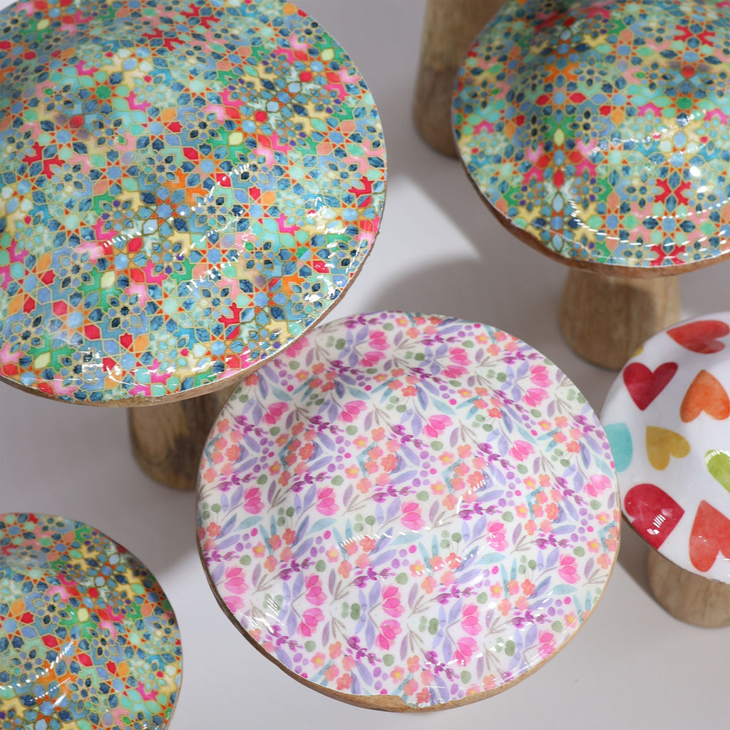 Small Enamelled Mushroom - 10cm - Pretty Floral