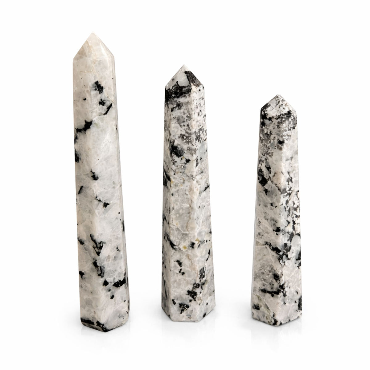 Gemstone Six Face Obelisk Point approx 17cm - Rainbow Moonstone