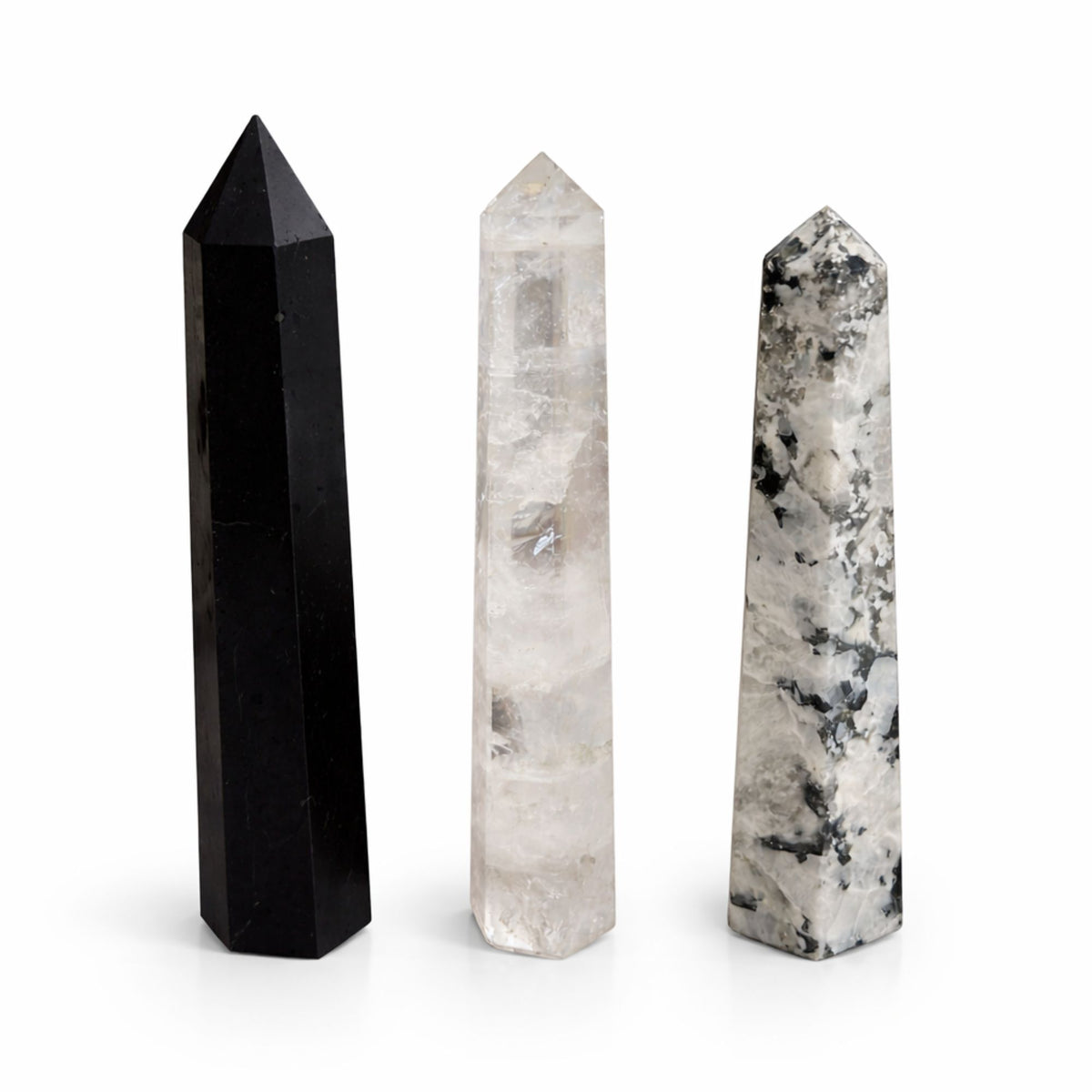 Gemstone Six Face Obelisk Point approx 17cm - Rainbow Moonstone