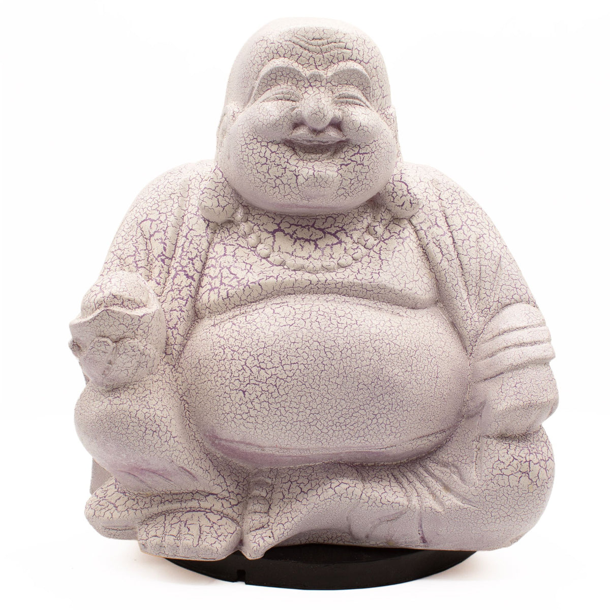 Laughing Buddha Lamp Lavender Crackle - Round Stand
