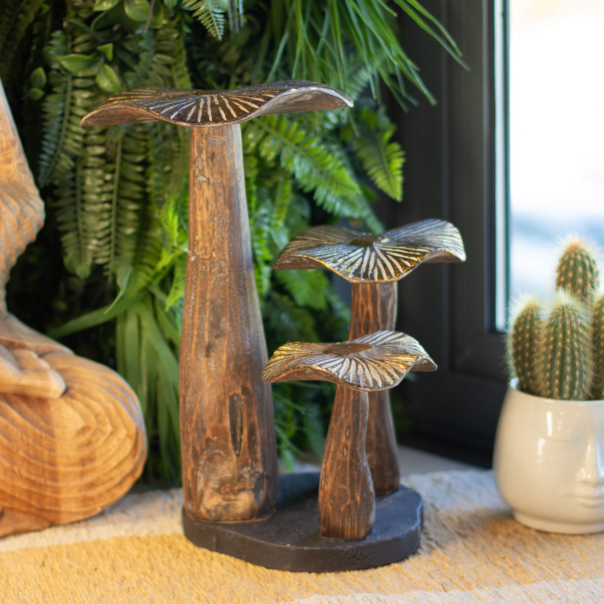 Large Golden Mushroom Art - 32cm - Natural