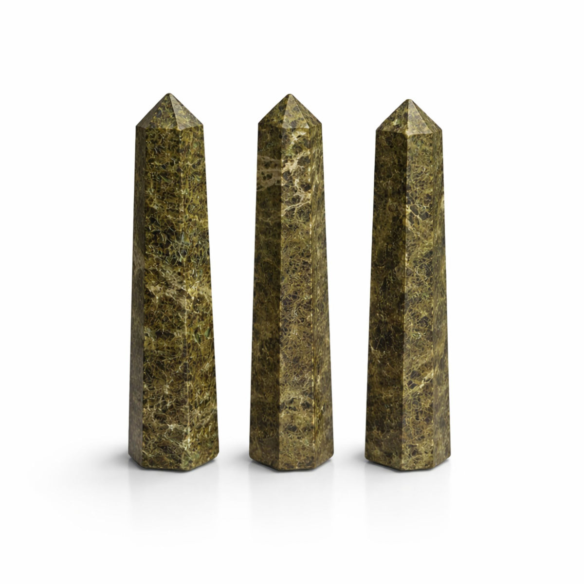 Gemstone Six Face Obelisk Point approx 11cm  - Epidote